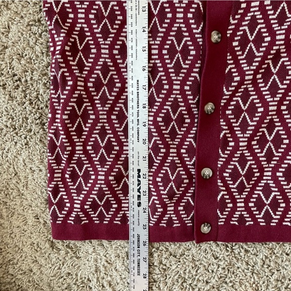 Art of Rhetoric short sleeve sweater button up shirt maroon diamond knit sz M - Picture 5 of 9